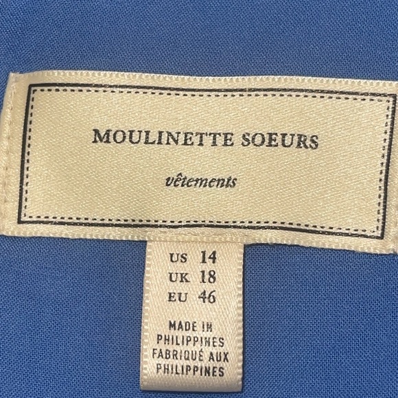 Moulinette Soeurs Anthropologie Blue Floral Fit & Flare Pleated Dress Size 14 - Picture 3 of 12